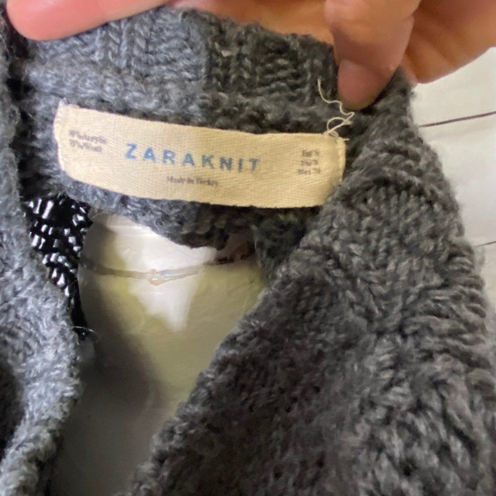 Zara knit chunky sweater dress small grey - Picture 5 of 5